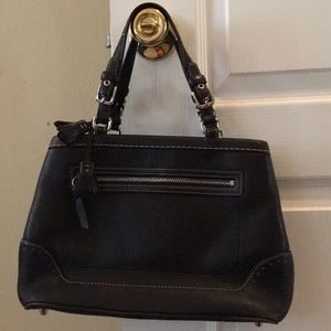 Black Coach leather bag.